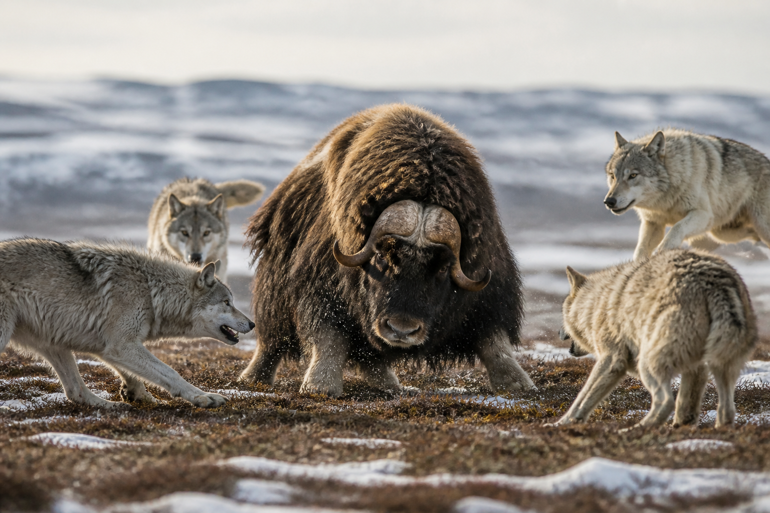 Arctic wolves strategize hunts like generals