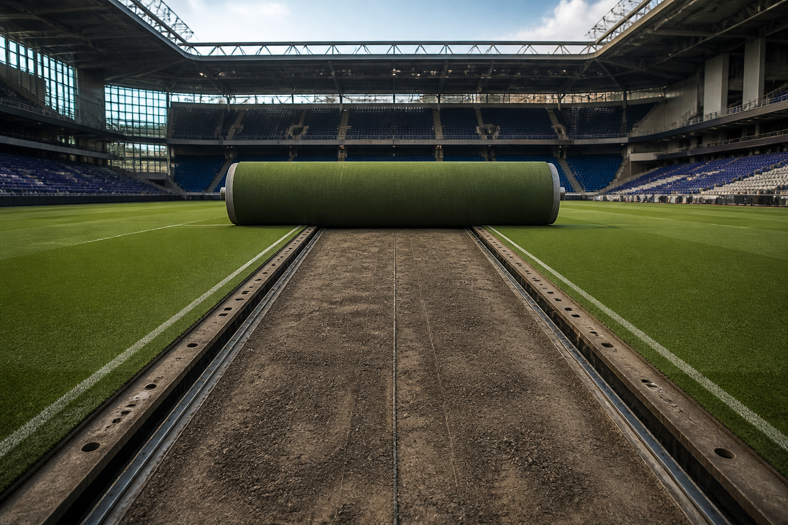 Stadiums hide their entire grass fields