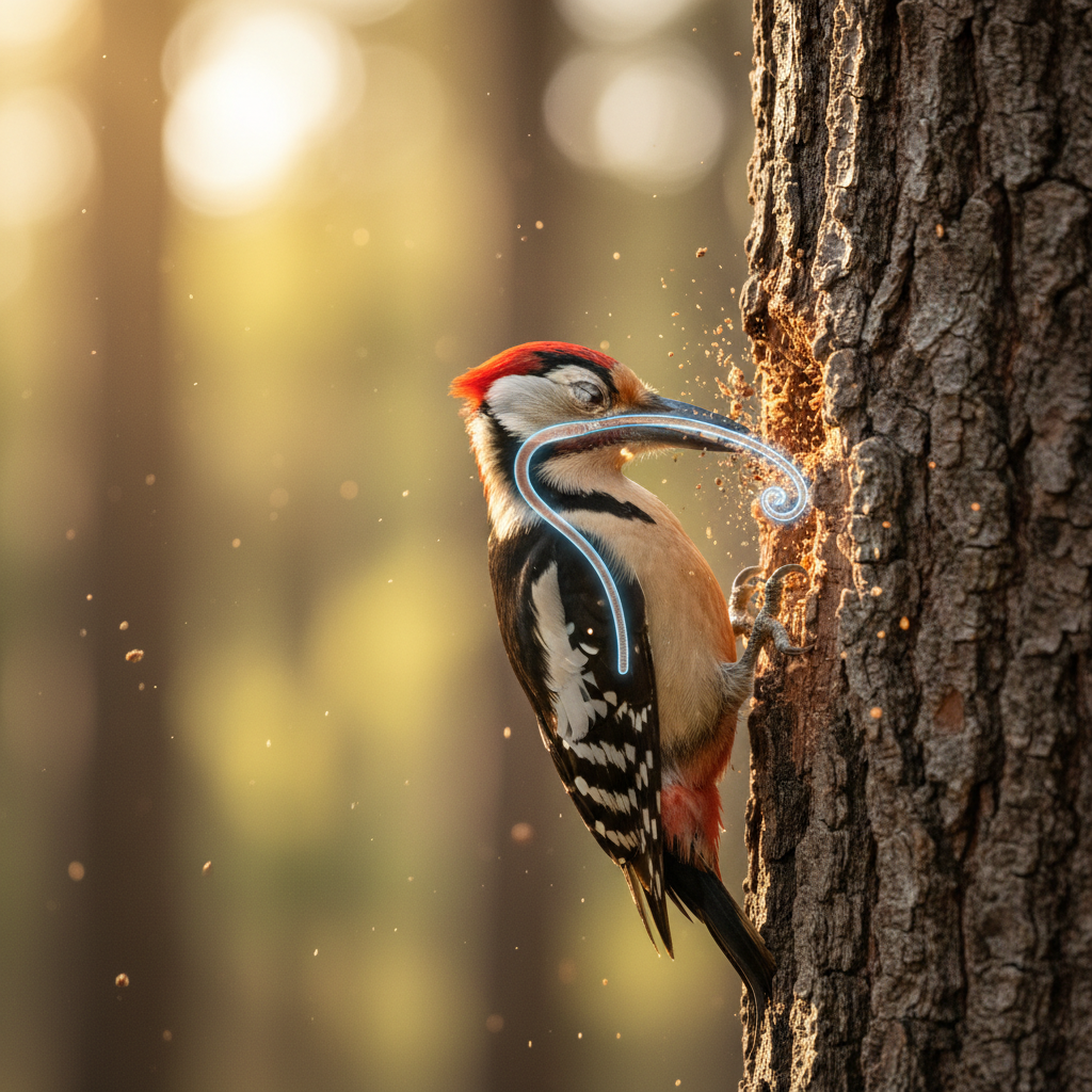Woodpeckers wrap their tongue around their brain like a seatbelt