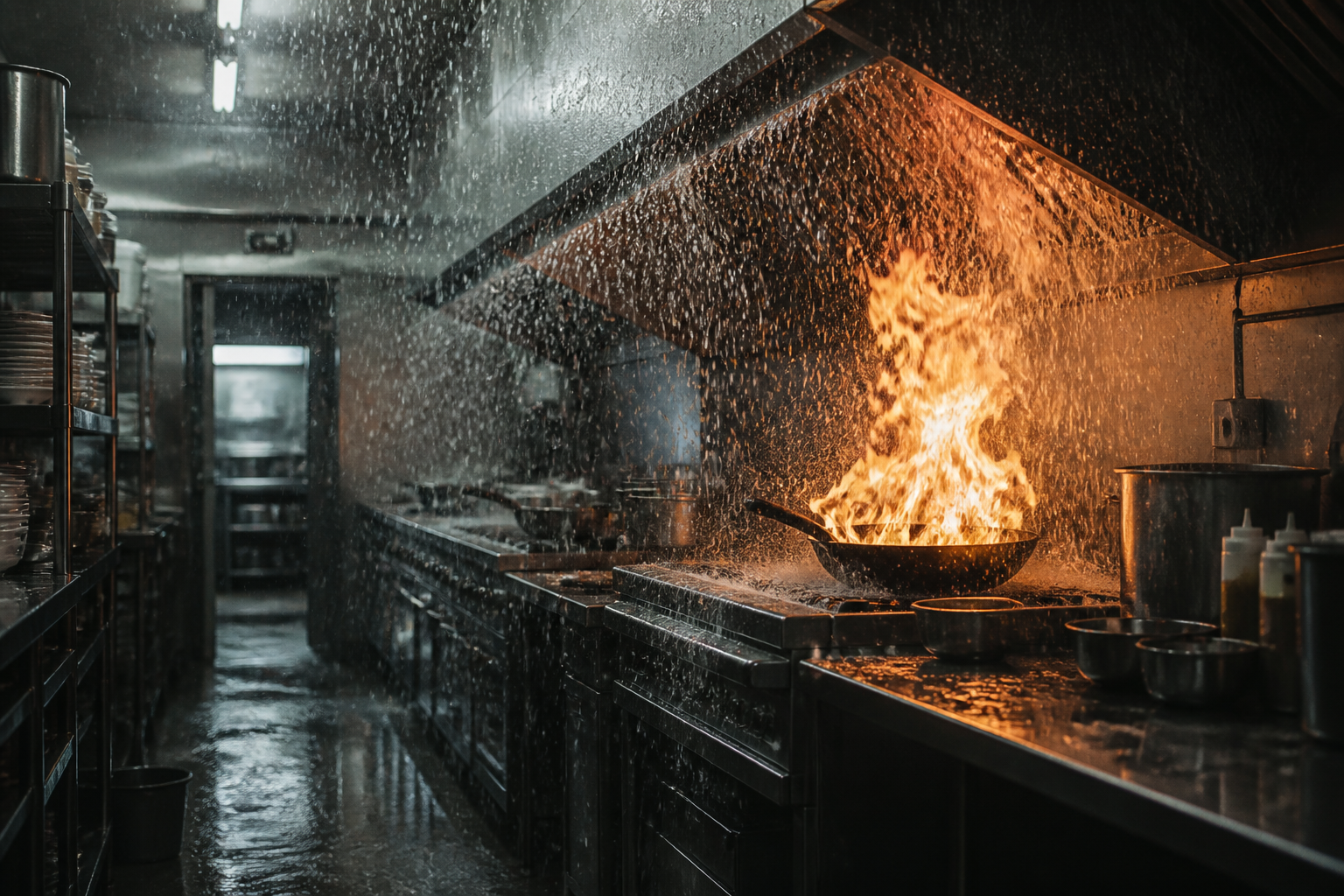 Restaurants flood kitchens to stop fires