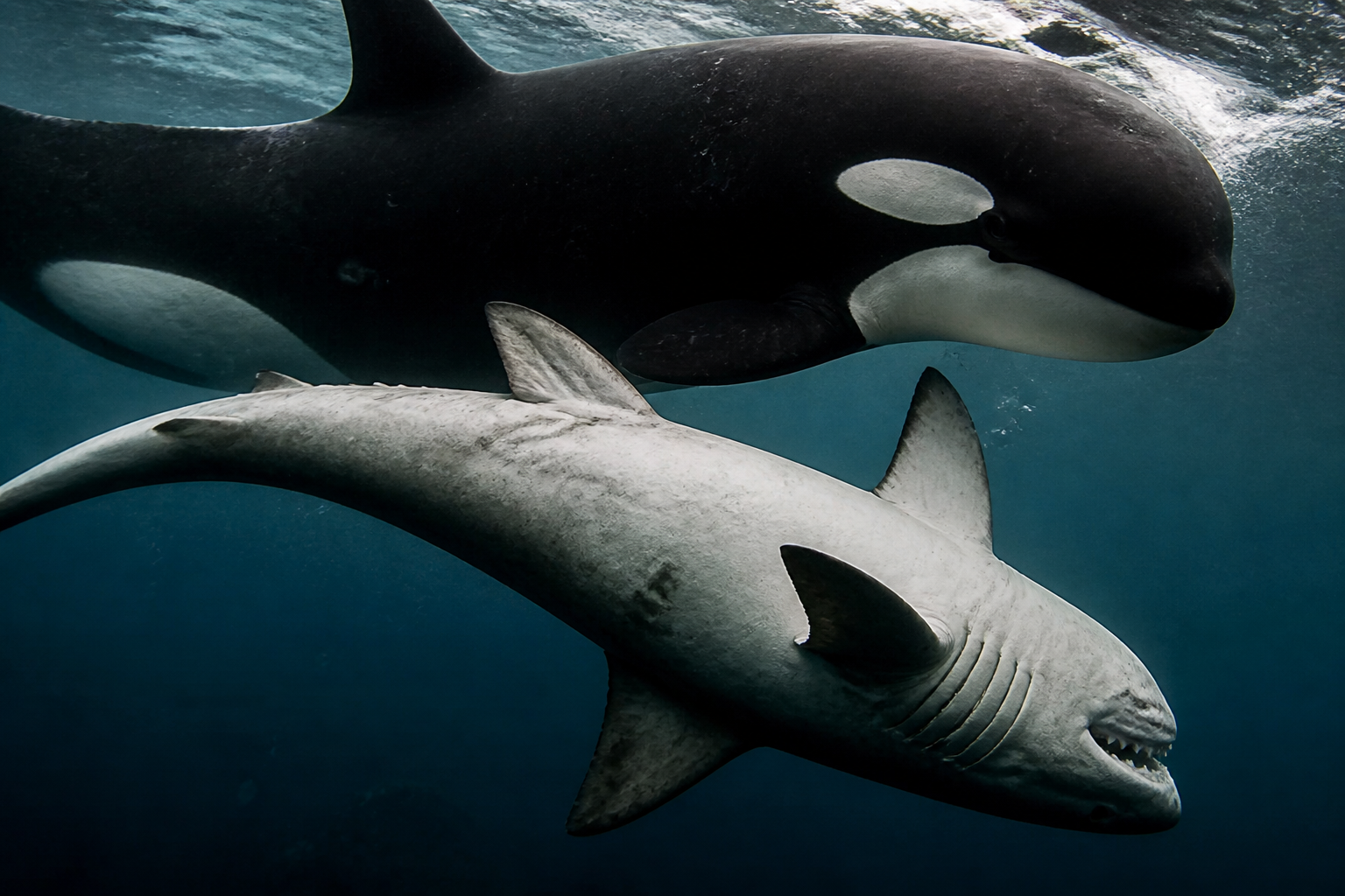 Orcas flip sharks, then they go stiff