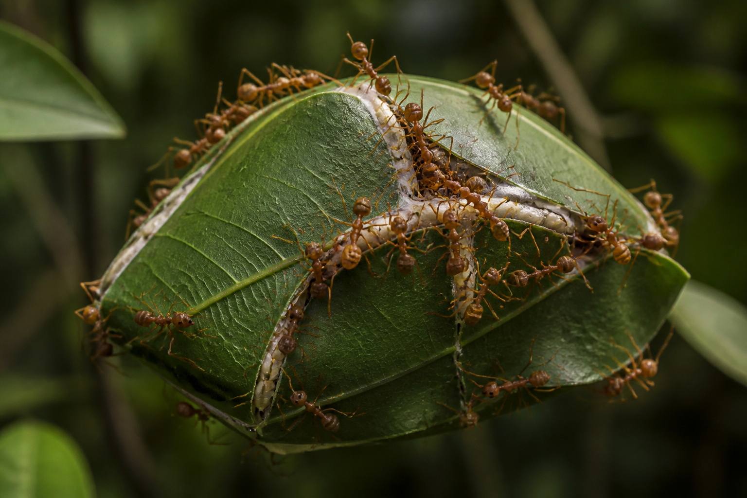 The Ants That Sew Leaves Together